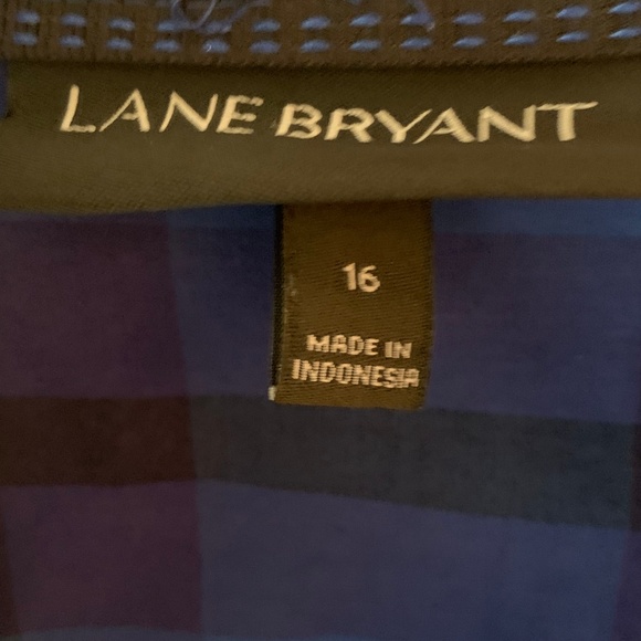 Lane Bryant Blue Plaid Button Front Top ~ Size 16 - Picture 4 of 7